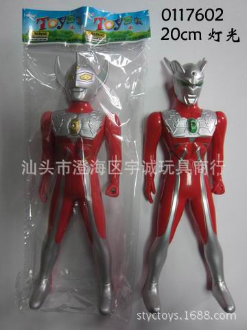 2元店產(chǎn)品 供應最熱銷兒童玩具地攤熱賣適合2元店產(chǎn)品20cm奧特曼混裝帶燈光原始圖片3