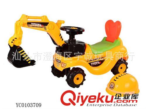 童車 供應(yīng)：新款YC0103709單頭音樂挖機(jī)帶帽子兒童仿真工程車玩具批發(fā)原始圖片3