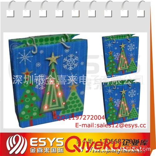 發光玩具禮品 圣誕樹發光紙袋 出口歐美手提發光音樂紙袋原始圖片3