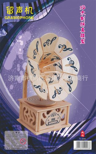 熱銷產(chǎn)品 生產(chǎn)供應(yīng) 留聲機(jī)兒童木制拼圖 3d益智立體拼圖