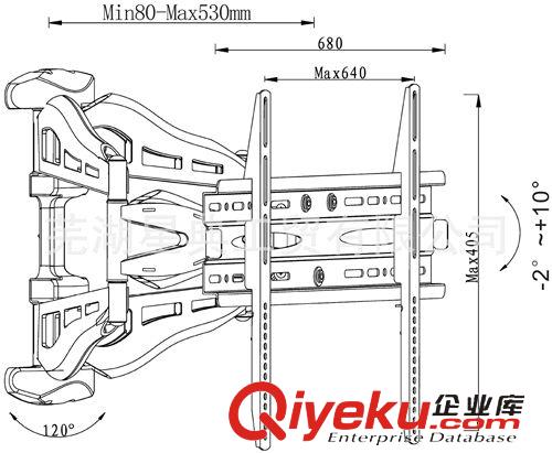 離子架系列 32-65寸雙臂拉伸電視架紅黑色帶穿線功能液晶電視機架離子架原始圖片2