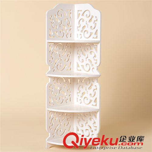 花架 批發(fā)雕花置物架陽臺花架 四層轉(zhuǎn)角收納架 置地式衛(wèi)浴三角置物架原始圖片2