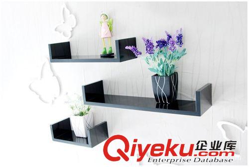 墻上隔板 擱板 壁掛 U型隔板置物架書架花架強(qiáng)壁掛架創(chuàng)意隔板裝飾架烤漆格子背景墻