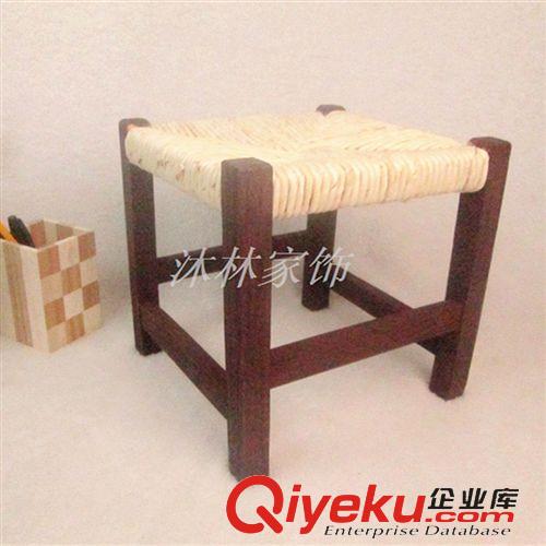 實木鞋凳 田園小凳矮凳兒童學(xué)習凳換鞋凳梳妝凳實木玉米皮編織時尚方凳