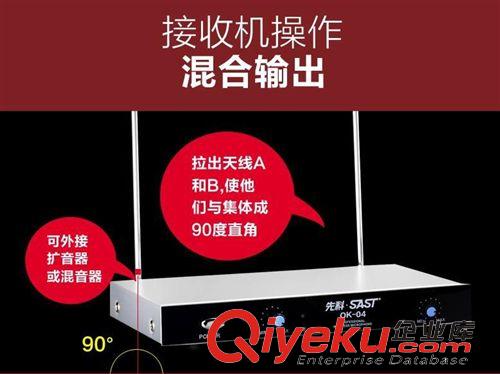 家庭K歌麥克風 SAST/先科 OK-04一拖二 無線話筒KTV專用卡拉OK家用無線麥克風原始圖片3