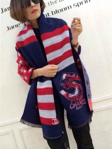 清倉tj 歐美新款時尚圍巾女 羊毛加厚保暖圍巾披肩兩用 國旗五星星圍巾原始圖片3
