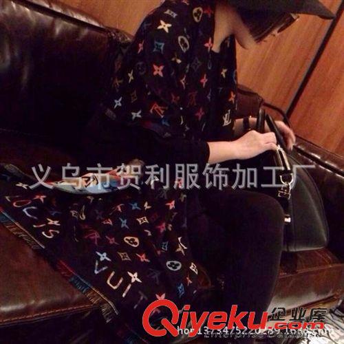 gd圍巾 歐美圍巾 女 秋冬羊絨圍巾 拉毛加厚披肩圍巾兩用 保暖圍巾披肩原始圖片3