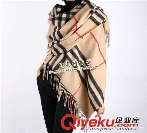 披肩 供應(yīng) 純羊絨格子大披肩圍巾 內(nèi)蒙古廠(chǎng)家 大格駝色批發(fā)原始圖片2