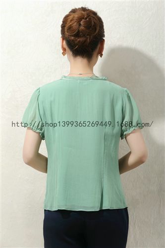 真絲服裝 2014夏季爆款女裝真絲短袖襯衫媽媽裝桑蠶絲純色T恤專柜大碼女裝原始圖片2