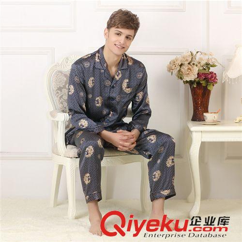 真絲睡衣/家居服 品牌家居服真絲睡衣套裝桑蠶絲媽媽裝印花中袖長(zhǎng)褲休閑絲綢服爆款