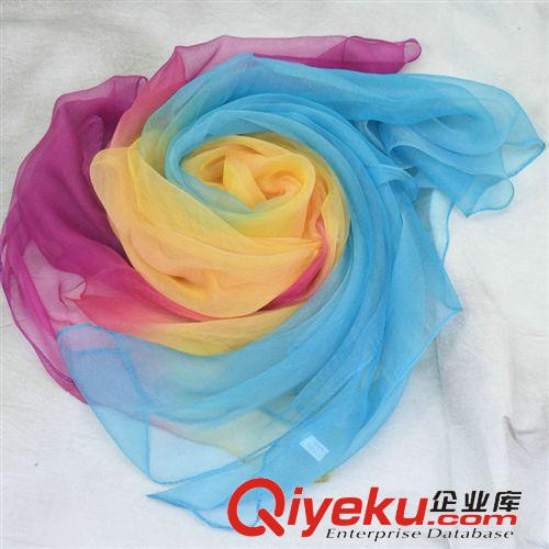 真絲圍巾/披肩 彩色圍巾桑蠶絲絲巾真絲彩虹漸變紗巾多色超大沙灘巾上海故事新款原始圖片3