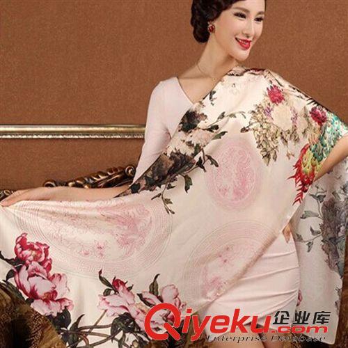真絲圍巾/披肩 真絲電腦噴繪方巾110桑蠶絲披肩gd杭州絲綢圍巾2015春秋新款