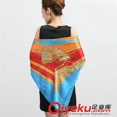 仿真絲圍巾 雪紡大方巾140仿真絲圍巾超大披肩波西米亞2015春節(jié)新款專柜送禮原始圖片2