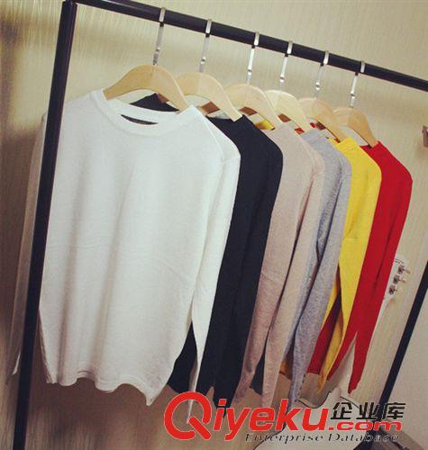 針織衫 外貿(mào)修身針織打底衫復(fù)古圓領(lǐng)細針織套頭長袖針織衫打底衫批發(fā)