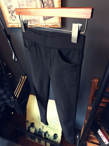 褲子 冬裝高腰加厚有拉鏈有扣子的厚實(shí)內(nèi)絨緊身褲鉛筆褲打底褲女批發(fā)