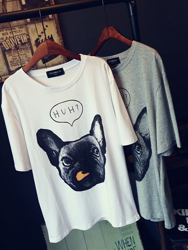 T恤 春裝新款兔八哥卡通字母刺繡寬松大碼中長(zhǎng)款短袖T恤批發(fā)可代發(fā)