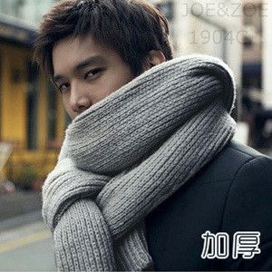 爆款系列 新款秋冬季潮男英倫純色毛線元寶針韓國男士圍巾女情侶 大長巾