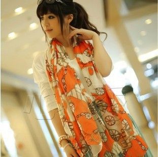 仿真絲圍巾&披肩 2015新款韓國春夏圍巾女 可愛粉色馬車巾 夏季防曬巾 沙灘巾R-4原始圖片2
