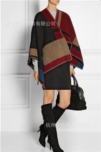 仿羊絨圍巾&披肩 2014新款b家圍巾 名媛走秀大披肩湯唯同款 撞色拼接羊絨圍jin