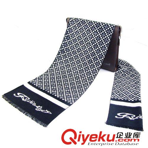 仿羊絨圍巾&披肩 廠家直銷秋冬 新款gd大氣商務(wù)格子圍巾 男士羊絨圍脖圍jing批發(fā)