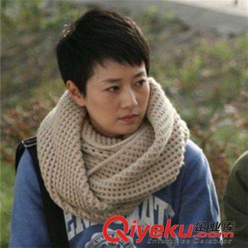 毛線圍巾 韓版 秋冬球球圍巾女 紅/可愛針織圍巾/超長保暖加厚圍脖Y06