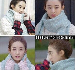 毛線圍巾 新款韓版杉杉來了趙麗穎同款 雙面雪花小鹿超長秋冬毛線圍巾批發