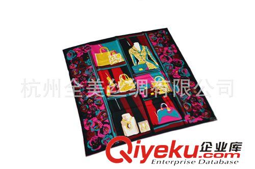 真絲斜紋綢方巾 全美dp風(fēng)格女士90方巾批發(fā) 真絲斜紋綢印花絲巾 時尚單品原始圖片3
