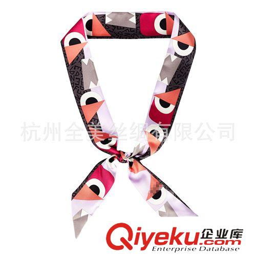 真絲飄帶 新款女士絲巾 twilly dp女士絲帶印花綁包小飄帶  批發(fā)絲巾發(fā)帶原始圖片2