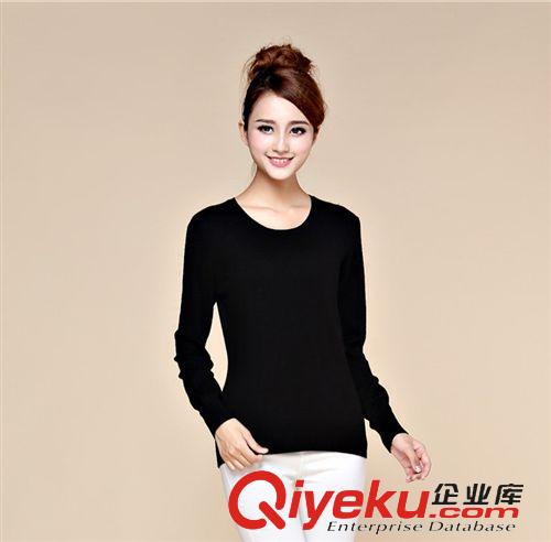15春季熱銷(xiāo)新款 2015春季女裝新款韓版套頭羊絨衫圓領(lǐng)長(zhǎng)袖短款毛衣修身百搭打底衫原始圖片2