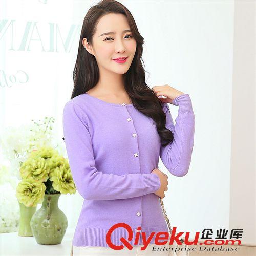 女裝 2015春季新款品牌純色氣質(zhì)羊絨衫 娃娃領(lǐng)蝴蝶結(jié)修身打底衫毛衣女