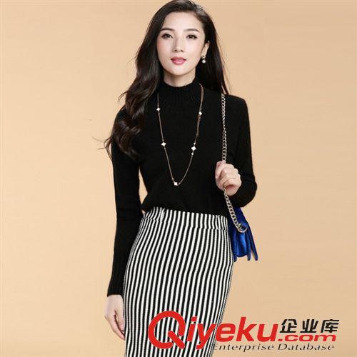 gd羊絨衫 2014新款女裝 短款山羊絨鏤空半高領(lǐng)女士羊絨衫 純色套頭山羊絨原始圖片3