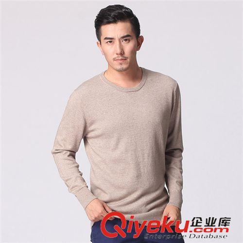 男裝 2014秋冬新款男裝 保暖修身羊絨衫男 純色圓領打底男式毛衣套頭原始圖片2