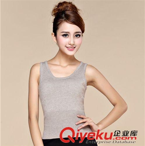 羊絨吊帶/圍巾 羊絨背心女貼身保暖修身小背心吊帶U領(lǐng)套頭羊毛針織打底衫毛衣女原始圖片2
