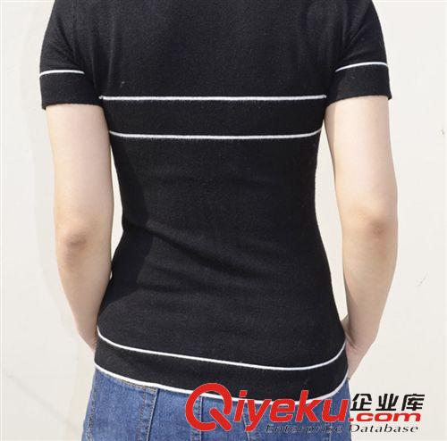 羊絨吊帶/圍巾 2015新品女裝羊絨打底衫 時尚經(jīng)典小香風T恤 簡約百搭羊絨T恤 女原始圖片3