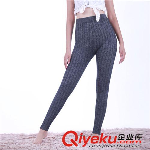 羊絨褲 2014zp秋冬女裝 加厚抽條加護(hù)腰羊絨打底褲 收腹提臀羊絨褲混批原始圖片2