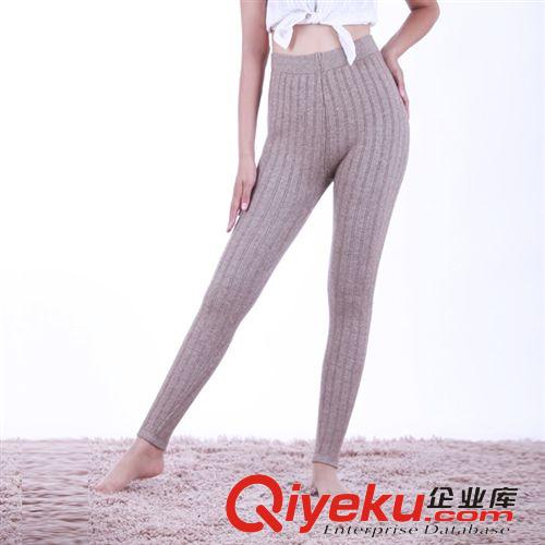 羊絨褲 2014zp秋冬女裝 加厚抽條加護(hù)腰羊絨打底褲 收腹提臀羊絨褲混批原始圖片3