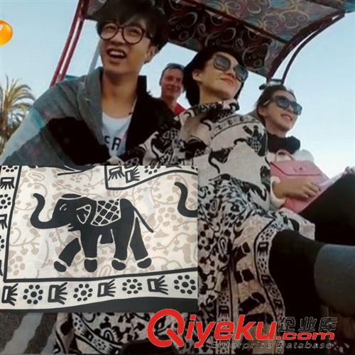 圍巾絲巾材質(zhì)分類 有實(shí)拍圖 許晴同款雙面巾純棉大象秋款韓版超大披肩花兒與少年潮