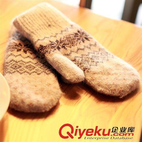 秋冬手套 手套 冬季新款男女情侶兔羊毛手套韓版加厚雙層保暖全指款原始圖片2