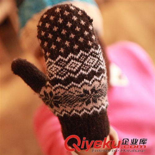秋冬手套 手套 冬季新款男女情侶兔羊毛手套韓版加厚雙層保暖全指款原始圖片3
