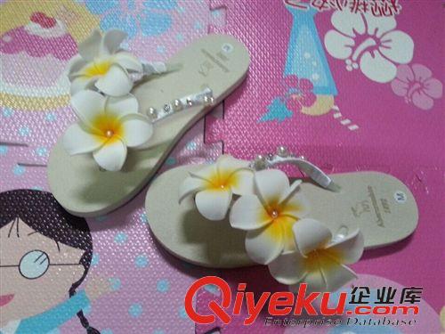 鞋子 2014原創(chuàng)新款珍珠寶石雞蛋花厚底松糕坡跟白色人字拖沙灘女涼鞋原始圖片3
