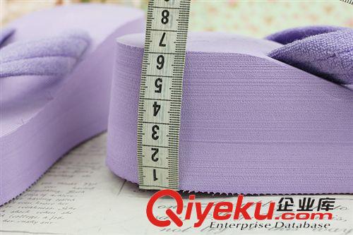 鞋子 DIY手工專用白色 紫色夏季女拖鞋 松糕厚底高跟沙灘毛巾布人字拖原始圖片3