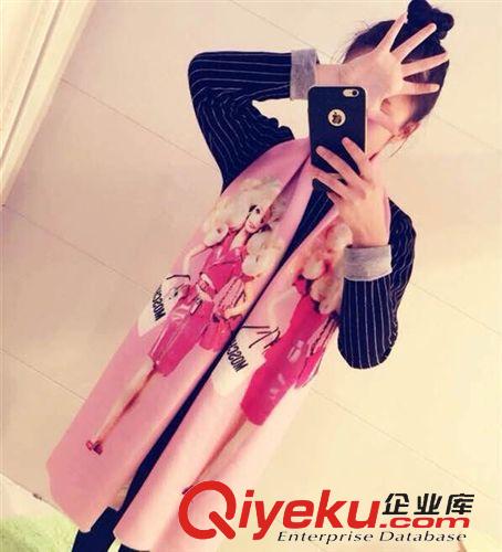 2015年1月春款 2015春季新款 gd韓版卡通芭比女郎數(shù)碼印花羊絨棉圍巾