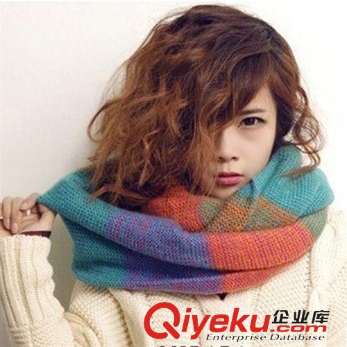 按材質(zhì)分類 秋冬新款彩色圍脖 韓國(guó)混色雙圈脖套加厚毛線圍巾 廠家批發(fā)WB01