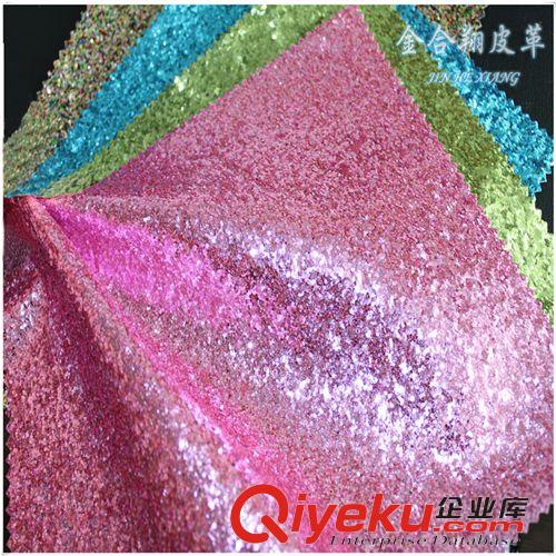 粗砂蕾絲皮革系列 【廠家直銷(xiāo)】大量供應(yīng)高品質(zhì)亮片粗砂人造革面料底PU皮革原始圖片3