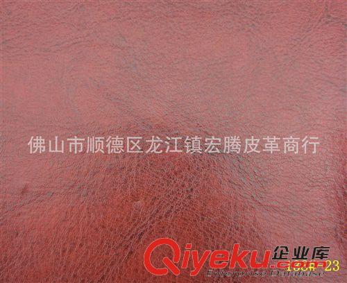 油蠟皮 仿真皮 佛山供應PVC人造革45米/卷瘋馬紋起毛底軟包雙色油蠟皮138#-24原始圖片3