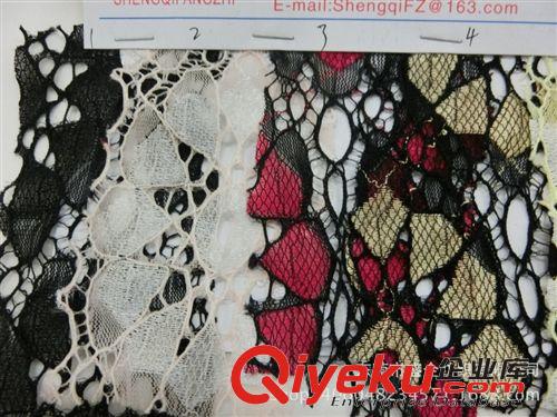 蕾絲/網(wǎng)布 SQ066#現(xiàn)貨供應雙色扇形太陽花蕾絲面料 女裝連衣裙面料原始圖片2