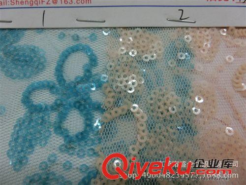 珠片 SQ059#廠家直銷新款3厘珠片繡蝴蝶提花 禮服 婚紗面料原始圖片3