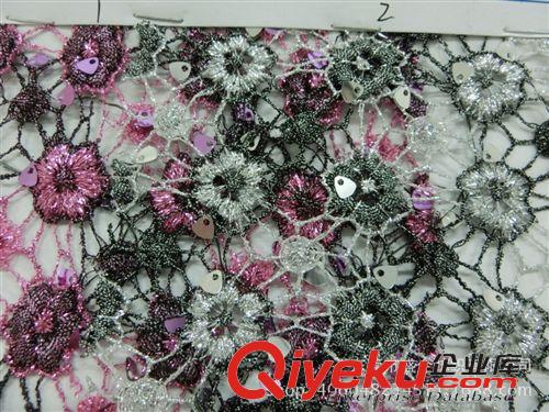 珠片 SQ059#廠家直銷水溶金銀線繡花   服裝面料原始圖片2