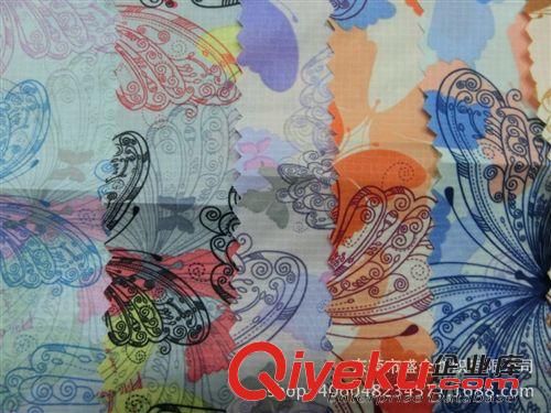 羽絨服面料 SQ081#  廠家批發(fā)童裝亮光防水布 風(fēng)衣棉衣羽絨服蝴蝶印花面料原始圖片2