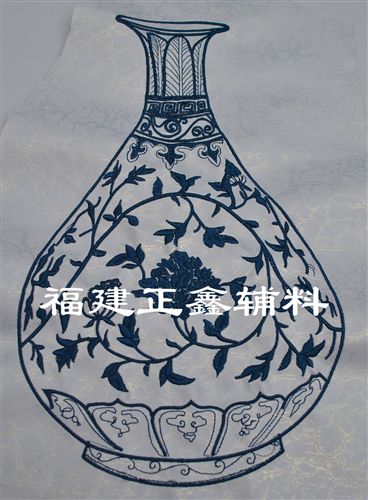 印花裝飾革 移門裝飾材料 {zx1}移門繡花 青花瓷繡花 繡花皮革 移門刺繡原始圖片3